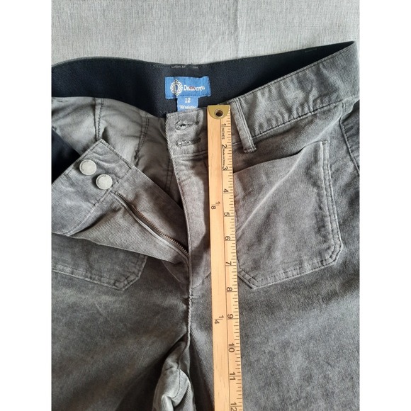 Democracy "Ab" Solution Corduroy Pants Women 12 Charcoal Gray Wide Flare Bootcut - Picture 4 of 9